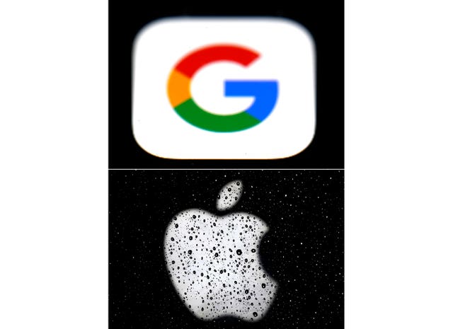 2-62096734 The logos for Google and Apple