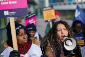 ‘We’re on our knees’ – nurses on picket lines in biggest NHS strike