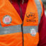 A member of the Rail, Maritime and Transport union on the picket line