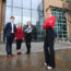 BT programme director Sue Glew with employees outside the newly refurbished Riverside Tower
