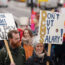 Striking members of the Public and Commercial Services Union protesting outside Downing Street in London