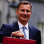 Chancellor Jeremy Hunt leaves 11 Downing Street with his Budge red box