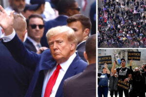 Day of the Don: Crowds surround courthouse as Donald Trump pleads not guilty over hush money charges