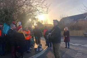 Billy Bragg performs There Is Power In A Union at Dorset school picket line