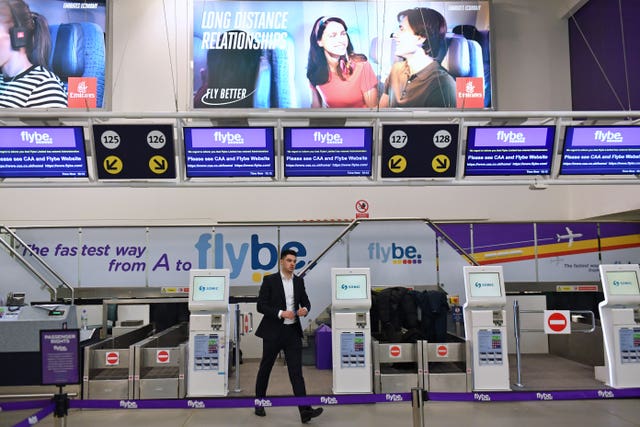 2-51152286 Empty Flybe check-in desks at Birmingham International Airport