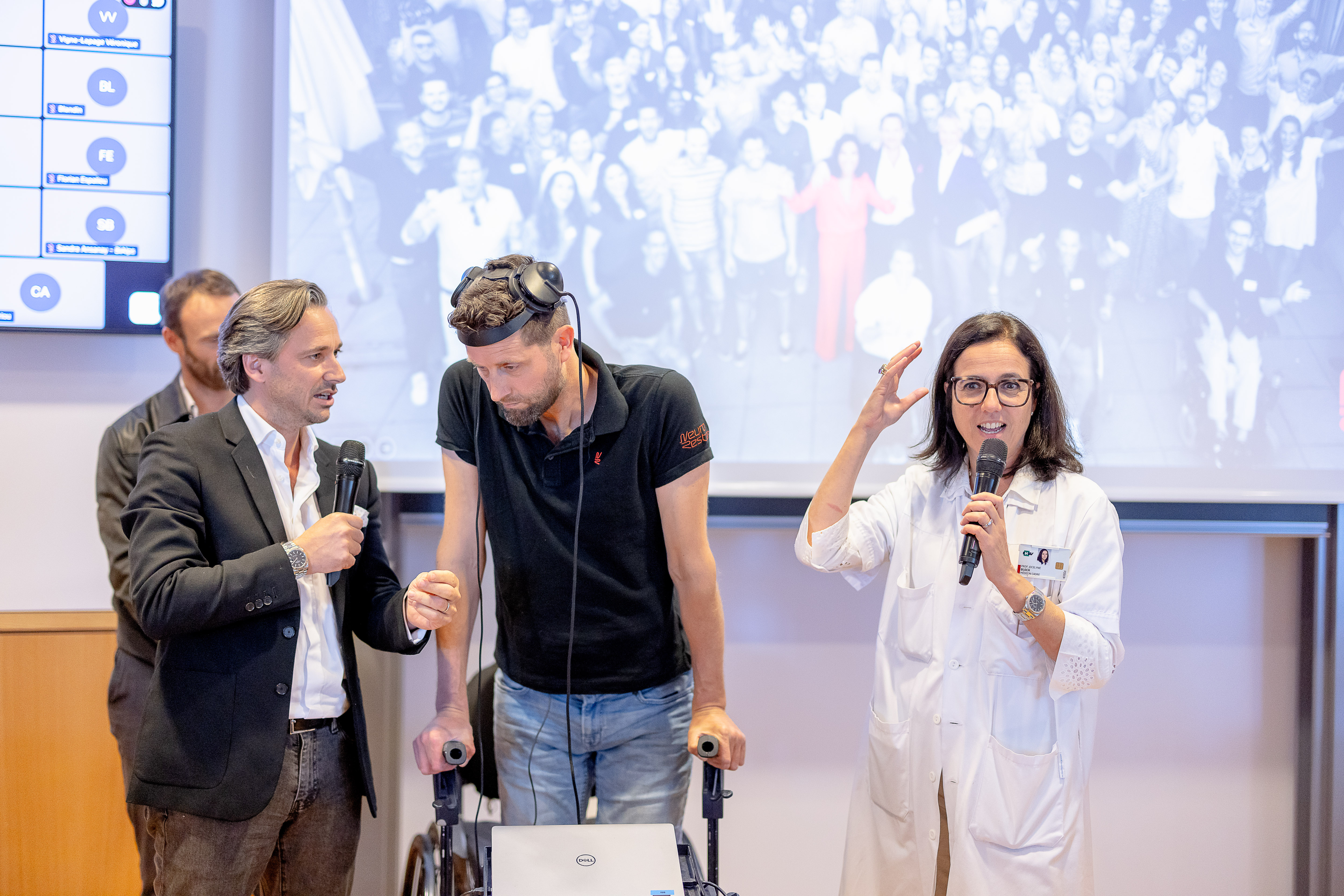 Gert-Jan Oskam with EPFL scientists Gregoire Courtine and Jocelyn Bloch