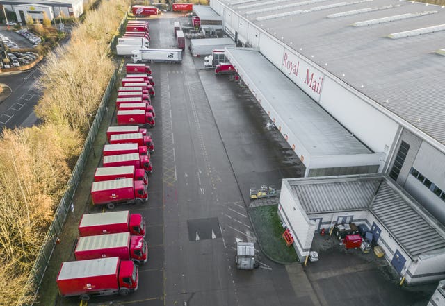 2-70247351 Royal Mail vehicles at Leeds Mail Centre during a strike in December