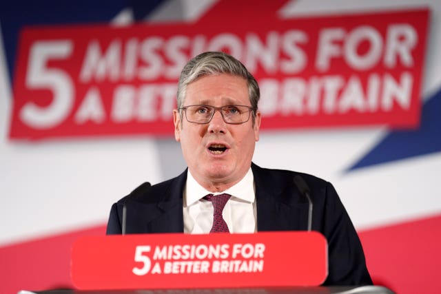 2-71487024 Labour leader Sir Keir Starmer delivers a speech at Port Vale Football Club in Stoke-on-Trent, Staffordshire
