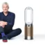 James Dyson with the firm's latest air purifier, which is able to remove the pollutant formaldehyde from the air