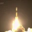 A rocket lifts off from a launch pad at the Tanegashima Space Centre in Tanegashima, southern Japan