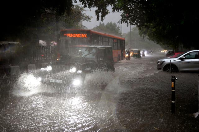 A bus in bad weather