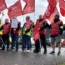 Workers on a picket line outside the Co-op Funeralcare coffin factory in Glasgow