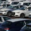 New cars in a compound near Sheerness in Kent