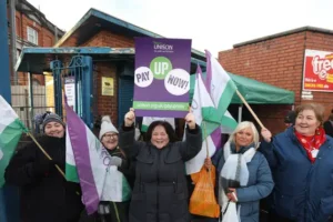Health workers defiant on picket lines during 24 hour strike in Northern Ireland