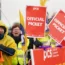 Members of the Public and Commercial Services union on the picket line outside Birmingham Airport