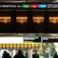 Information boards at a railway station state that due to industrial action no departures are scheduled