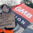 A GMB union member on the picket line