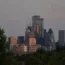 The skyline of the City of London during sunrise