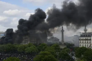 Pension anger sees violent protests in France amid May Day rallies across world