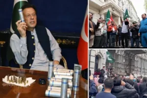 Crowds gather outside Pakistan embassy in London as former PM Imran Khan arrested in Islamabad