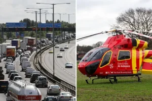 Child airlifted to hospital after ‘falling from moving car’ on M25 slip road