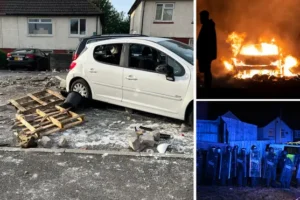 Two teenagers dead in ‘serious crash’ before riot mob set cars alight during night of violence in Cardiff