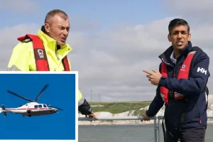 Rishi Sunak takes helicopter for short trip to south coast in journey that takes just an hour by train