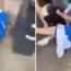 The schoolgirl appears to be knocked out in the brawl