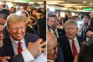 ‘We have a rigged country’: Donald Trump slams state of America during cafe visit after historic court appearance
