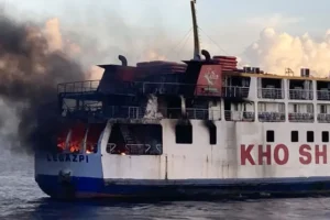 All 120 on board rescued after Philippines ferry catches fire at sea