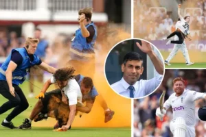 Jonny Bairstow hailed a ‘swift-handed hero’ by Rishi Sunak after hauling eco-activists off Ashes pitch