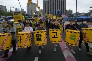 Protest held against Japanese plans to release water from damaged nuclear plant