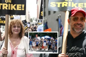 Oscar-winner Susan Sarandon and Ted Lasso’s Jason Sudeikis among stars to join Hollywood picket line