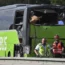 One of the crashed buses at the scene of a crash between two buses on the D2 motorway near Brno, Czech Republic