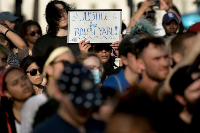People attend a rally to support Ralph Yarl in Kansas City, Missouri