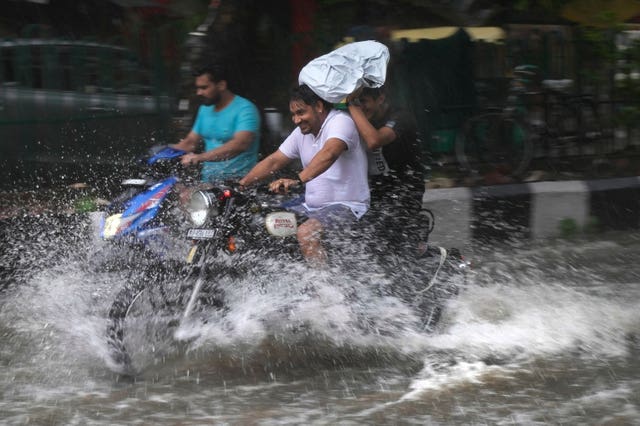 Cyclists during rain