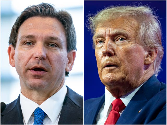 cb8d0e406bf3403188922713587d6086 Florida governor Ron DeSantis and former president Donald Trump