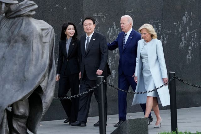 fd0096ef1f744e63a8902b25729310e3 US president Joe Biden, centre right, and South Korea’s president Yoon Suk Yeol, centre left