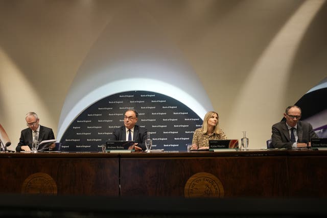 A press conference at the Bank of England