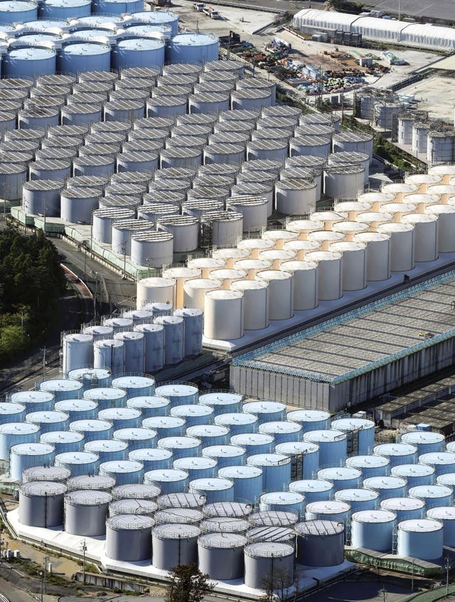 The tanks which contain treated radioactive wastewater at the Fukushima Daiichi nuclear power plant in Fukushima, northern Japan