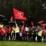 Security guard members of the Unite union on the picket line at Heathrow Airport, London in March this year (Jordan Pettitt/PA)