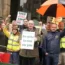 RMT general secretary Mick Lynch joins the picket line outside Newcastle Central station (Owen Humphreys/PA)