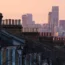 A view of the City of London with houses in the foreground