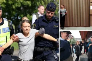 Defiant Greta Thunberg arrested by Swedish police hours for after she dodged jail for eco protest