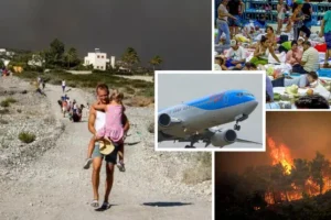 TUI cancels all flights to Rhodes until Friday as holidaymakers tell of five-mile hike to safety as 44C heat imminent