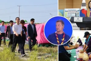 British children evacuated from heatwave at Bear Grylls’s World Scout Jamboree in South Korea