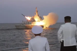 North Korean leader observes cruise missile launches