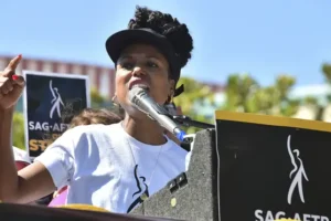 Kerry Washington and Martin Sheen speak at rally for Hollywood strikers