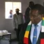 Zimbabwean President Emmerson Mnangagwa casts his vote at a polling station in Harare
