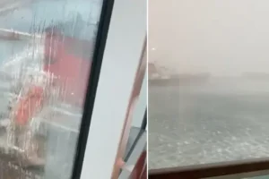 Passengers injured as UK cruise ship crashes into freight vessel due to high winds in Mallorca